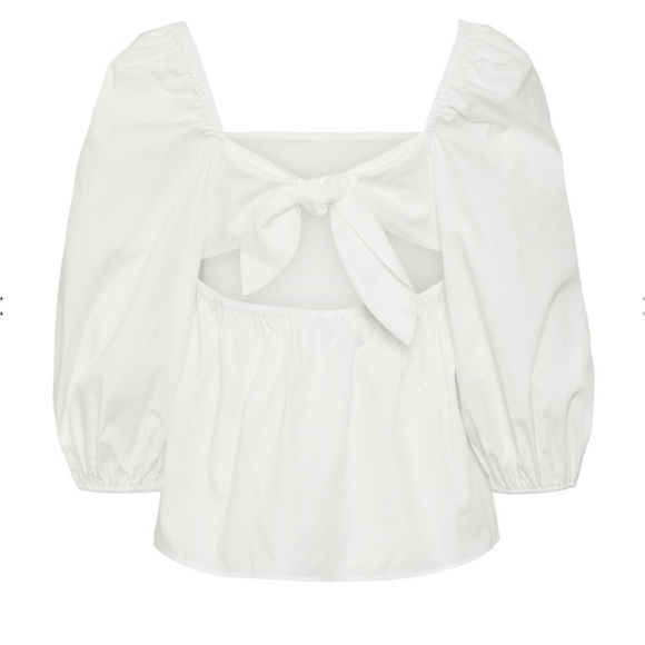 Cotton Square Neck Buff Sleeve Open Back Blouse size L - Picture 7 of 9